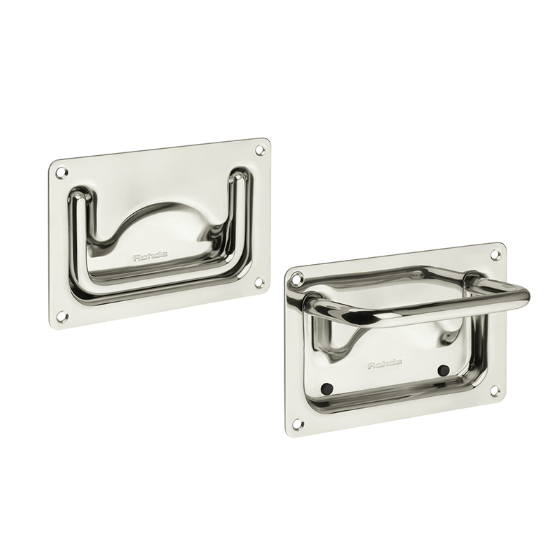 Leschhorn EDEE-07-118x76-A2 Edelstahl Klappgriffe, Montageöffnung 132 x 90 mm, Lochbild: B= 118 mm, H= 76 mm, T= 13,5 mm, Material 1.4301 - LE EE-07 seewasserbestaendige Klappgriffe - Material 1-4404