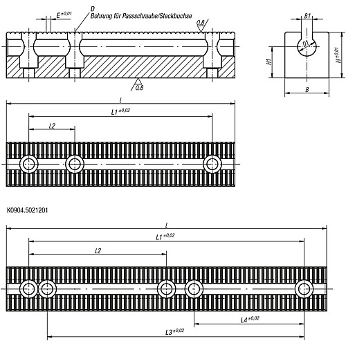 Kipp K0904.5001601 BASISLEISTE ZU KMSS M16 - KIPP K0904 Basisleisten