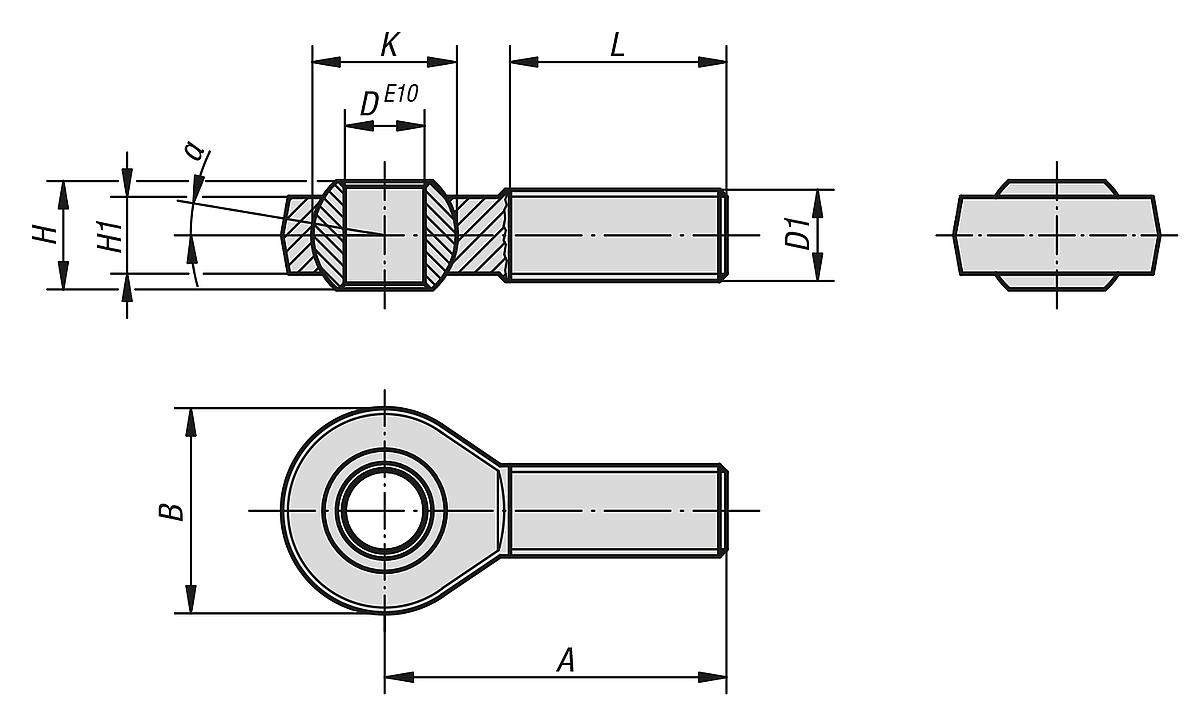 Norelem 27627-110125 IGUBAL?  GELENKKOPF, M. GLEITLAGERUNG   RECHTS - igubal Gelenkkoepfe mit Gleitlagerung Aussengewinde - Massblatt