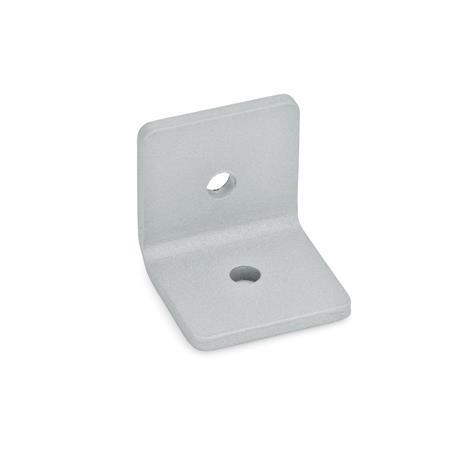 Ganter 967-40-40-L-2-SR Winkel, Laschen, Stahlblech, für Profilsysteme - GN-967-Winkel-Laschen-SR-silber-RAL-9006-strukturmatt-Winkel-mit-Bohrung-ohne-Senkung - Abbildung