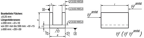Norelem 01680-203X150 U PROFIL AL, B=63, H=63, L=150 - Norelem 01680 U Profile allseitig bearbeitet Grauguss und Aluminium