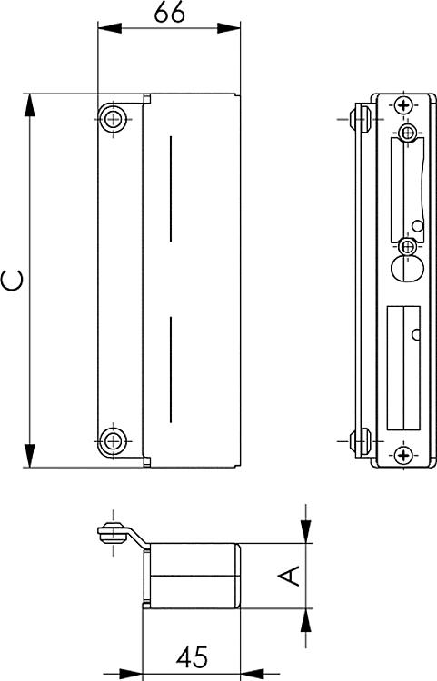 AMF 147B-30 Schließkasten, blank, für Kastenbreite: 30 mm, A: 30 mm, C: 172 mm - LE 147B Schliesskasten - blank -Skizze