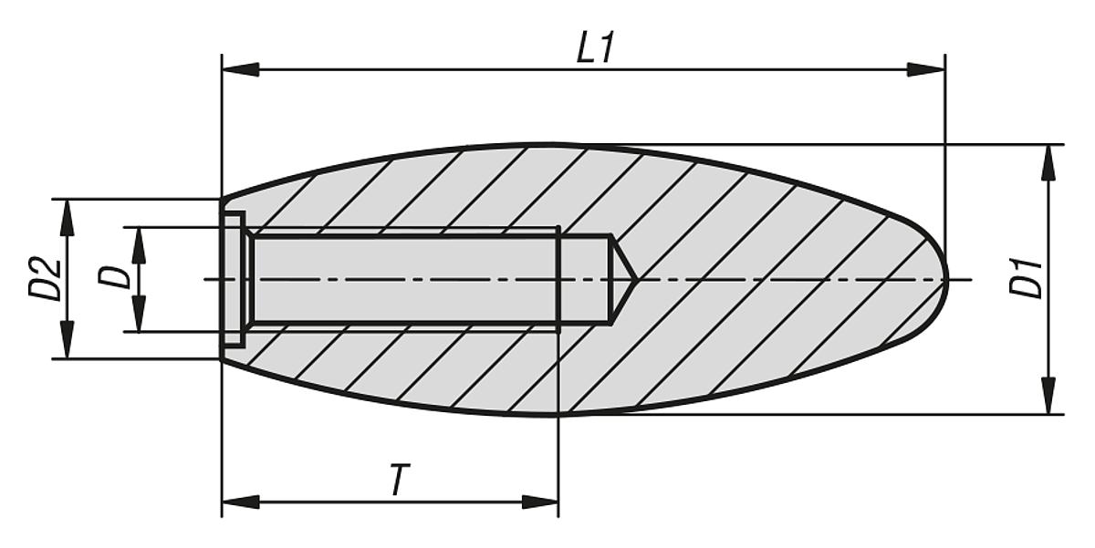 Norelem 06252-100 OVALKNOPF  M10 - NLM 06252 Ovalknoepfe - Massblatt