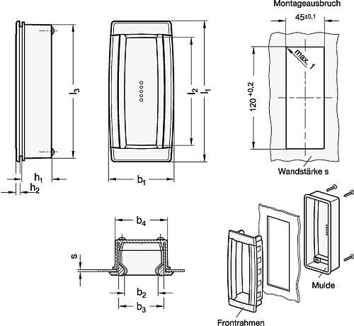 Ganter 739-130-CL ELESA GRIFFMULDE - GN 739 Griffmulden - Kunststoff-Skizze