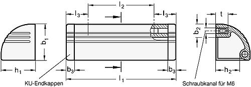 Ganter 430-110-EL GRIFFLEISTE MIT SCHRAUBKANAL, ELOXIERT - GN 430 Griffleisten-Abbildung