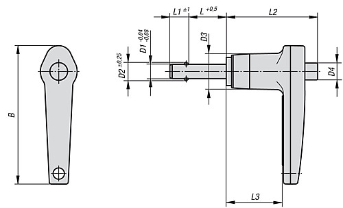 Kipp K0642.15712050 KUGELSPERRBOLZEN M. L GRIFF, D1=12, L=50, SELBSTSICHERND - KIPP K0642 Kugelsperrbolzen mit L Griff selbstsich