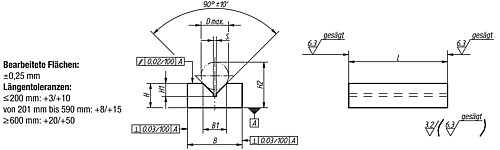 Norelem 01660-01X100 PRISMENBOCK GG, B=36, H=16, L=100 - LE70183 01660 Prismen Boecke allseitig bearbeitet - extra breit Grauguss