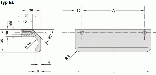 Leschhorn SWEL-35-001-A4   Edelstahl Profilmaterial, 1 m  mattglänzend elektropoliert - Leschhorn EL Edelstahl Griffleisten