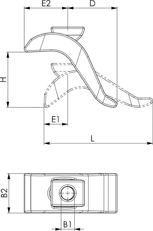 AMF 6321-17 Spannpratze, stufenlos verstellbar, für Spannschraube: M12, M14, M16, D: 60, H: 0-75 - LE 6321 Spannpratze - stufenlos verstellbar -Skizze