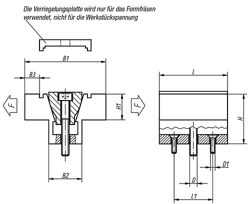 Kipp K0038.04 DOPPEL KEILSPANNER D=M4, MIT BEARBEITUNGSZUGABE - KIPP K0038 Doppel Keilspanner mit Bearbeitungszugabe