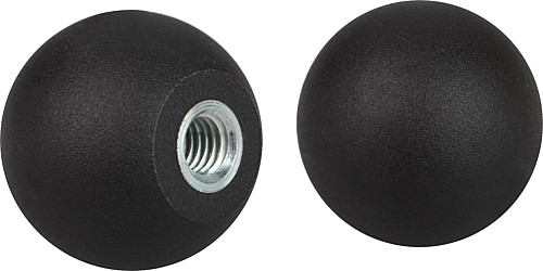 Kipp K0158.22005 KUGELKNOPF D1=20  M5, FORM E, THERMOPLAST - KIPP K0158-E Kugelknoepfe Thermoplast DIN 319 erwei