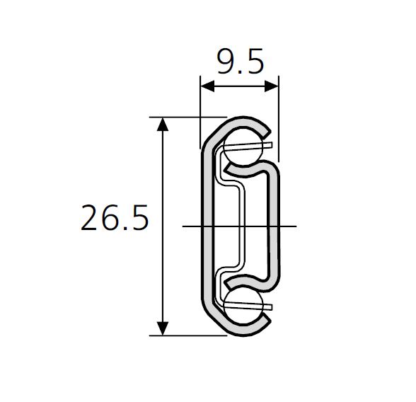 Accuride DS2728-0025 Edelstahl Teleskopschienen 75% Teilauszug, 9,5x26,5, SL 250,TR 170, 15kg, Edelstahl - Accuride DS2728 Teleskopschienen - Teilauszug -