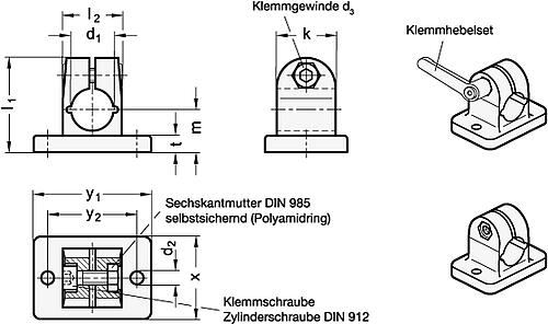 Ganter 145-B12-2-NI EDELSTAHL FLANSCHKLEMMVERBINDER - GN 145 Edelstahl Flansch Klemmverbinder-Skizze