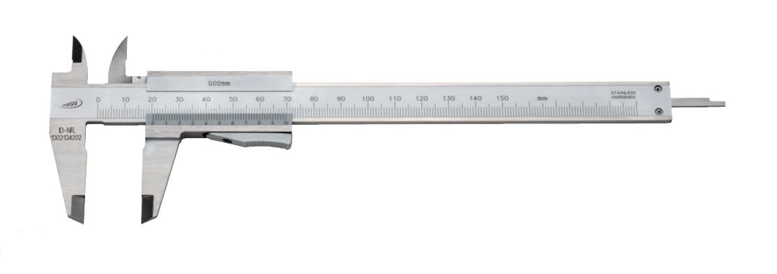Helios Preisser 0196 50105 Taschenmessschienber mit Noniusablesung 0,02mm, mit Momentfeststellung, Messbereich: 0-150mm, Ablesung 0,02mm, Tiefenmaß eckig - 0196 501105 Taschenmessschienber mit Noniusablesung 02mm