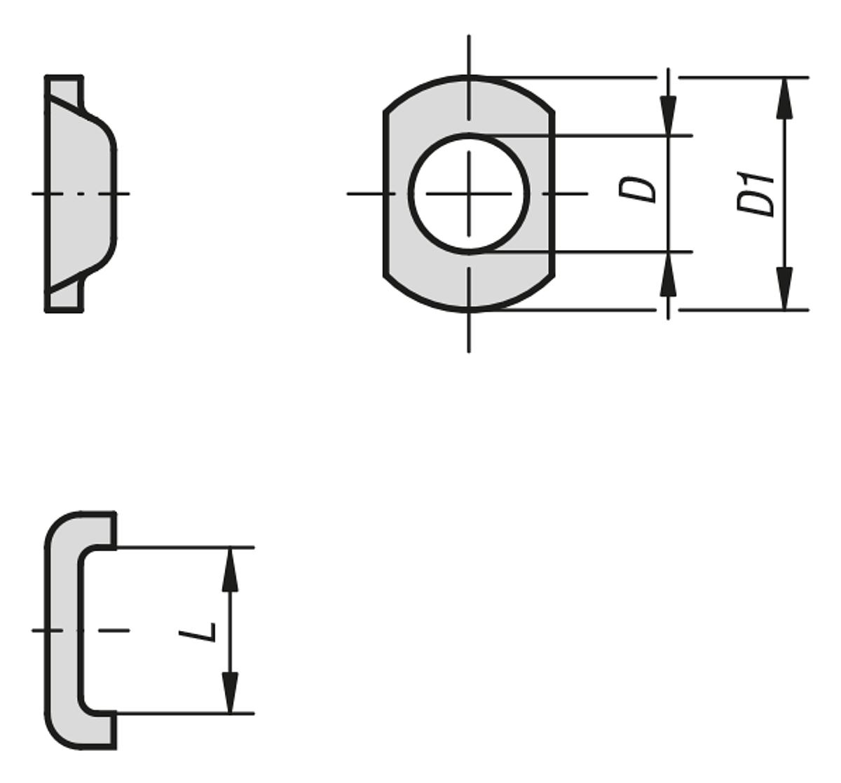 Kipp K0107.16 KLEMMSCHEIBE FÜR M16, L=27, - K0107 Klemmscheiben fuer Andruckspindeln - Massblatt