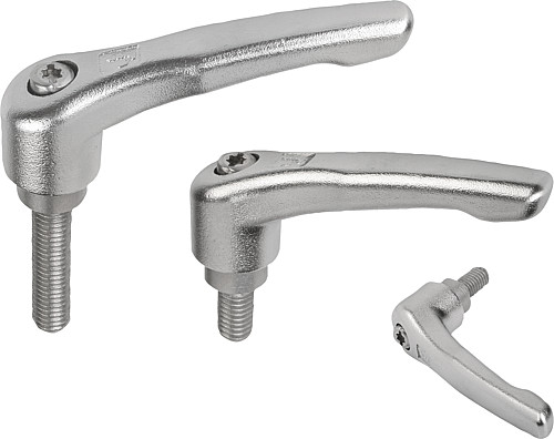 Kipp K0124.105X10 KLEMMHEBEL EDELSTAHL GR.1  M5X10, - KIPP K0124 Klemmhebel Edelstahl mit Aussengewinde