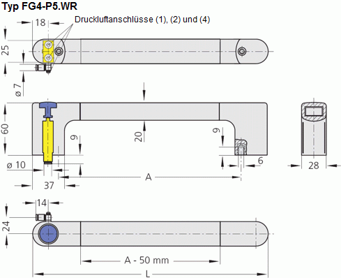 Leschhorn FG4-P5.GR300.11   Funktionsgriffe pneumatische Anwendungsbereiche 5/2 Wegeventil gerade Anschluß rechts A 300, - Leschhorn FG4-P Funktionsgriffe fuer pneumatische Anwendungsbereiche - Typ FG4-P5-WR