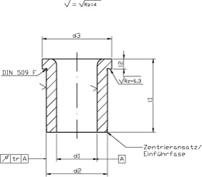 Leschhorn Bund-Bohrbuchsen DIN 172 B, beidseitig gerundet,  d1 12,00; d2 18,00; d3 22,00;  l1 25,00;  lang - DIN 172 Form A und B Bund-Bohrbuchsen