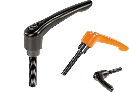 Kipp K0122.0041X10 KLEMMHEBEL GR.0  M4X10, GRIFFHEBEL SCHWARZ SEIDENMATT - KIPP K0122 Klemmhebel mit Außengewinde