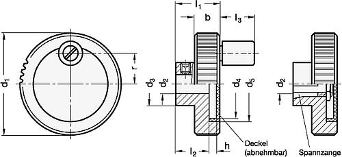 Ganter 736-52-B10-A ZUSTELLRAD - GN 736 Zustellraeder - Aluminium-Skizze