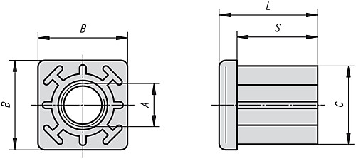Kipp K0430.103015 GEWINDESTOPFEN, FÜR QUADRATISCHE ROHRE - KIPP K0430 Gewindestopfen fuer quadratische Rohre