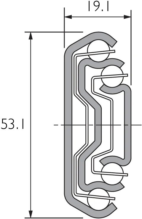 Accuride DS5321-0040EC Edelstahl Teleskopschienen 100% Vollauszug, 19,1x53,1, SL 400, TR 388, 55kg - DS5321-EC Easy-Close-Edelstahlschiene Auszugsschiene - Massblatt