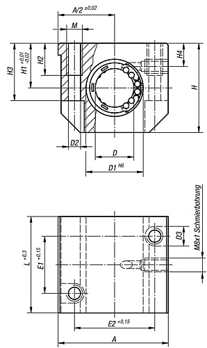 Norelem 21530-161002 LINEARGEHÄUSEEINHEIT D=16, EINZELN, MIT KUGELLAGER 21510 160 - Norelem 21530 Lineargehaeuseeinheiten einzeln - geschlossen