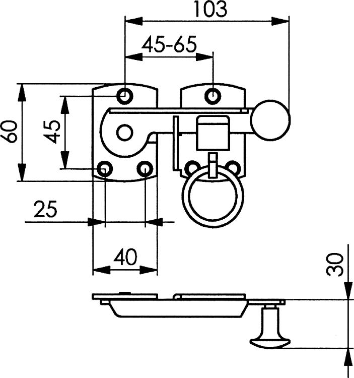 AMF 440 Rotring-Ladenverschluss, Breite: 123 mm - LE 440 Rotring-Ladenverschluss -Skizze