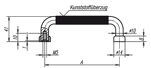 Kipp K0203.05505 BÜGELGRIFF RUND, A=55, M5, - KIPP K0203 Buegelgriffe rund