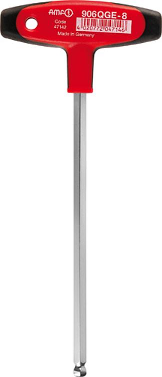 AMF 906QGE-4x150 Kugelkopfschraubendreher (mm) mit ergonomischen 2-Komponenten-Quergriff, SW: 4 mm, B: 80, L: 175 - LE 906QGE Kugelkopfschraubendreher -mm- mit ergonomischen2-Komponenten-Quergriff - Abbildung