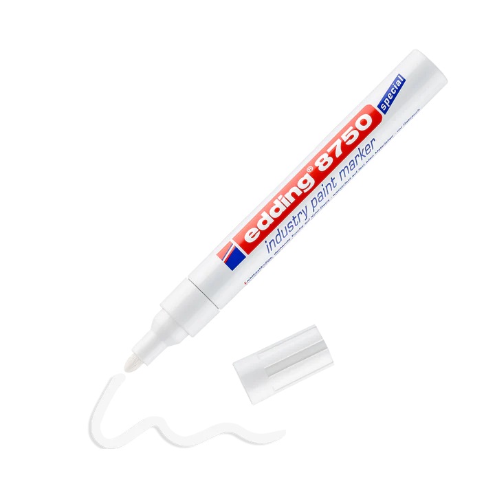 edding 4-8750002 edding® Lackmarker, Strichbreite 2-4 mm, wasserfest, Rundspitze, gelb - edding 8750 Industrie Lackmarker - Rundspitze 2-4 mm - weiss