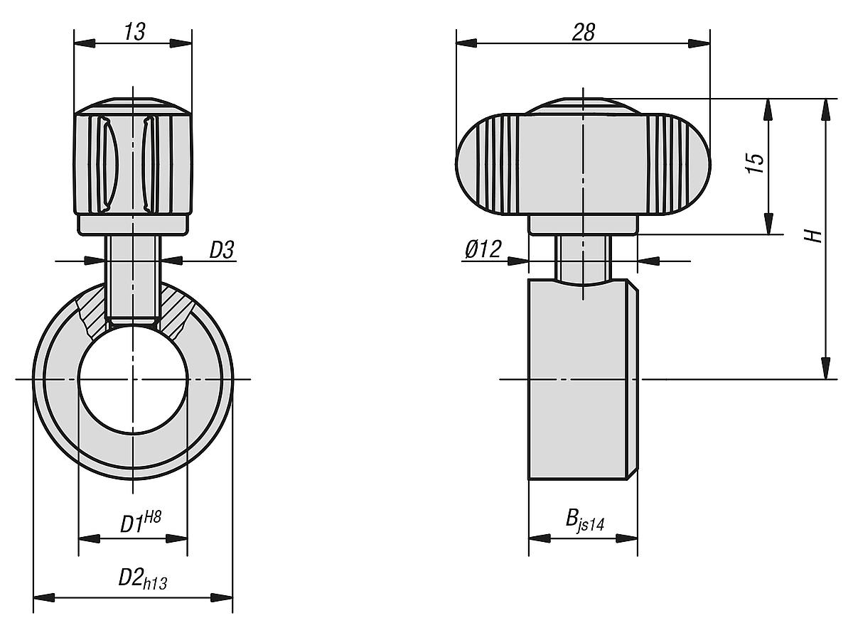 Kipp K0407.103201 STELLRING MIT KLEMMGRIFF D1=32, - K0407 Stellringe mit Klemmgriff aehnlich DIN 705 - Stahl - Massblatt