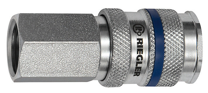 RIEGLER 244.72-E Schnellverschlusskupplung NW 7,8, Stahl, G 3/8 IG - LE71512 244-72-E Schnellverschlusskupplung NW 7 8 - Stahl verzinkt - Innengewinde