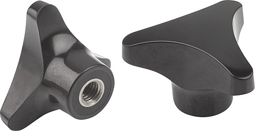 Kipp K0183.14006 DREISTERNGRIFF MIT HOHEM BUND, D=40  M6 - KIPP K0183-IG Dreisterngriffe mit hohem Bund - Inne