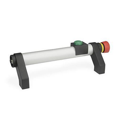 Ganter 332-200-EL-T0-2-L ROHRGRIFF, SCHRÄG, ELOXIERT, MIT "NOT AUS" - GN 332 Rohrgriffe - mit elektrischer Schaltfunktion-Abbildung