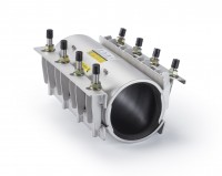 Leschhorn FRK 124-146-215-EPDM-A4 flexible Reparaturkupplung, Baulänge 215, Spannbereich 124-146 mm, Druck PN 24, Winkellage max. 8°, Rohrdistanz max. 145 mm, Rohrdifferenz D1zuD2 max. 10 mm, Dichtung EPDM, Material 1.4404 (304), Temperatur -30°C bis 60°C - LS-FRK flexible Reparaturkupplung Baulaenge 280 mm