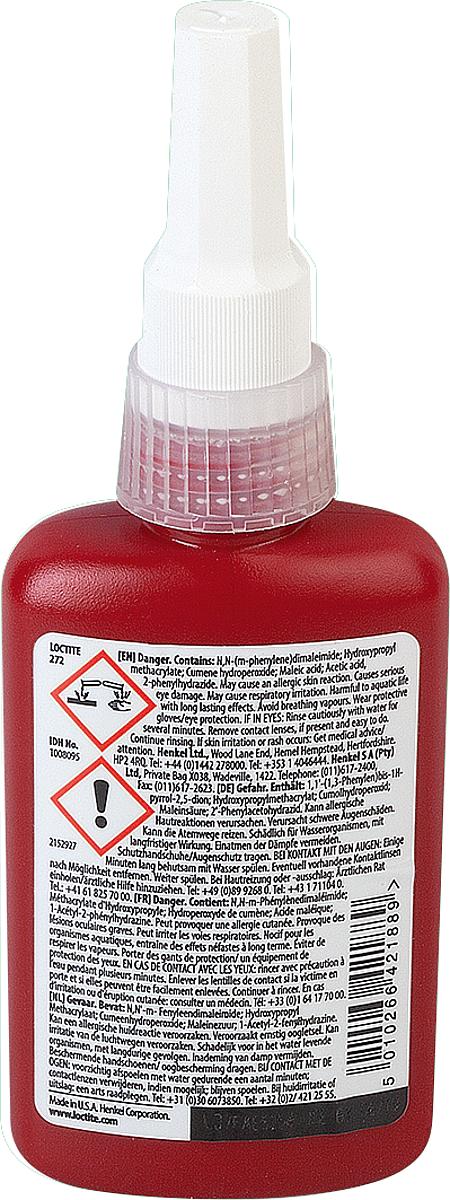 Norelem 97990-2720050 LOCTITE SCHRAUBENSICHERUNG, LOCTITE-NR=272, 50 ML FLASCHE - 97990-2720050 LOCTITE SCHRAUBENSICHERUNG - LOCTITE-NR 272 - 50 ML FLASCHE