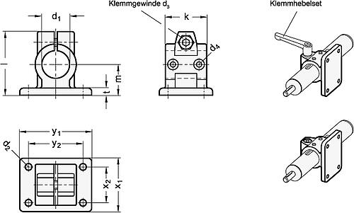 Ganter 146.1-B30-2-SW VERFAHRSCHLITTEN FLANSCHFORM - GN 146-1 Verfahrschlitten fuer Lineareinheiten - Aluminium-Skizze