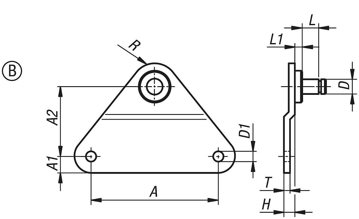 Norelem 27658-10415 SEITENBESCHLAG FORM B D=4 - NLM 27658-B Seitenbeschlaege Form B - Massblatt