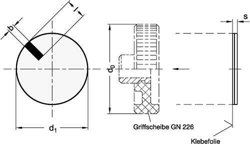 Ganter 226.1-39-A ALU DECKSCHILD DURCHM.39,0 SELBSTKLEBEND - GN 226-1 Deckschilder fuer Griffscheiben GN 226-Skizze