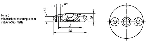 Kipp K0416.40801 TELLER F. GELENKFU? FORM D ANTISL, - KIPP K0416-D Teller fuer Gelenkfuesse aus Zinkdruckgu