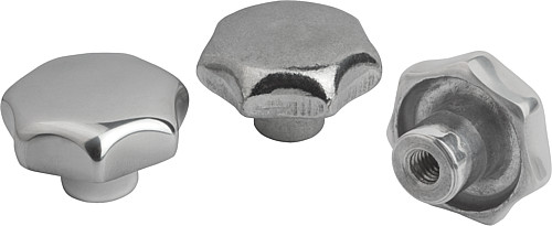 Norelem 06192-54008 STERNGRIFF FORM E, D1=40, D5=M8, ALU, GEROMMELT - Norelem 06192-E Sterngriffe aehnlich DIN 6336 aus Aluminium - Form E