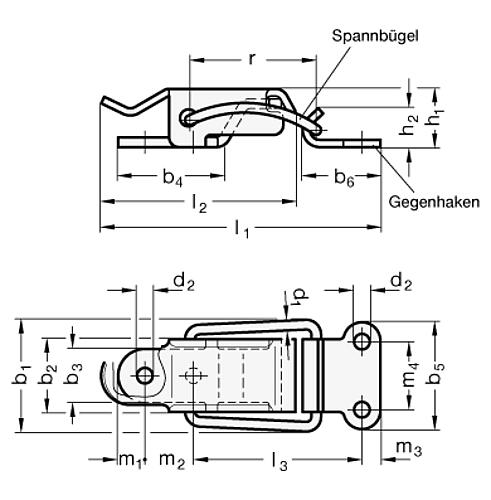 Ganter 832.4-55-NI EDELSTAHL SPANNVERSCHLUSS - GN 832-4 Spannverschluesse - Stahl - Edelstahl-Skizze