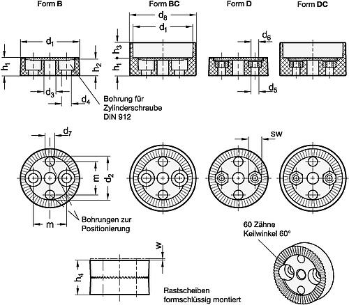 Ganter 189-40-60-B Rastscheiben, Kunststoff - GN 189 Rastscheiben - Kunststoff-Skizze