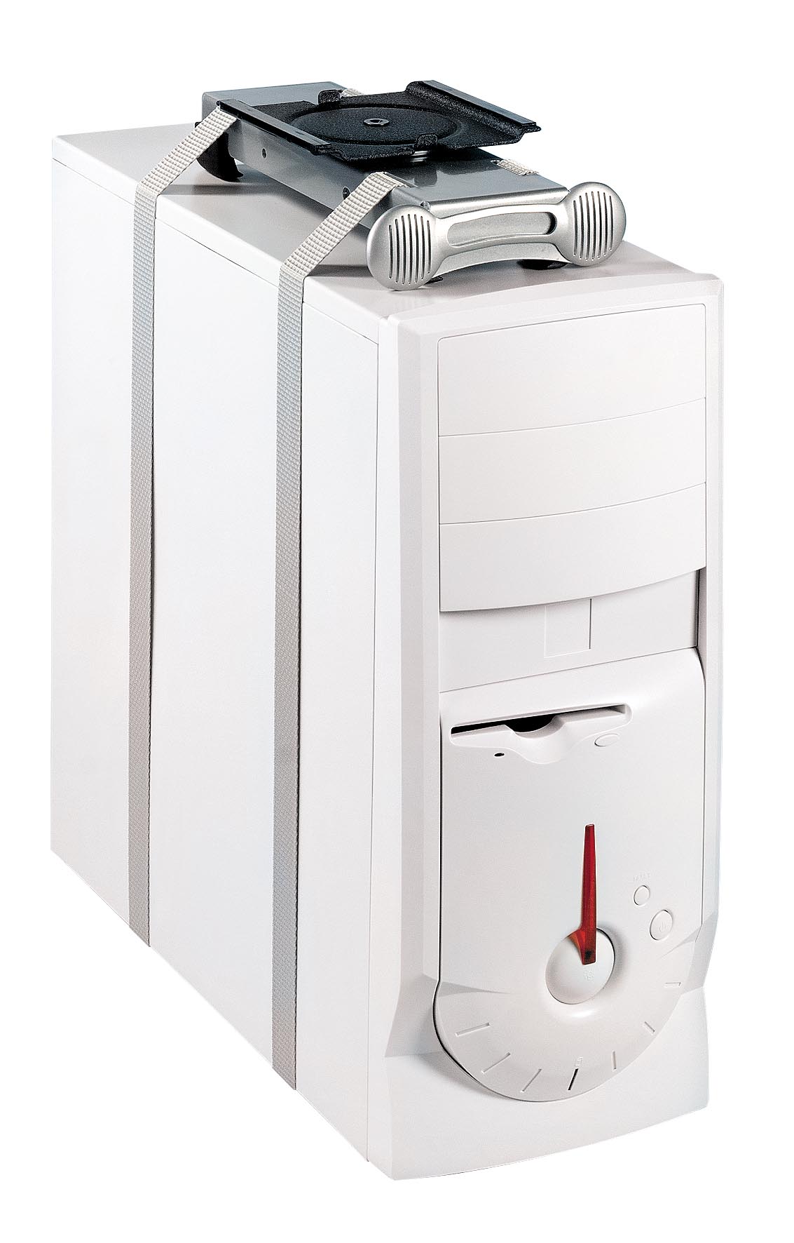 Accuride EGCPUH-005SL CPU-Halter silber, der Halter ist unter dem Tisch auf einer Gleitschiene montiert und in jeder Schienenposition um 360° schwenkbar - EGCPUH-005