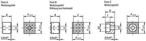 Norelem 07115-161206 GRIPPER QUADRATISCH FORM A A=16, B=12, G=M6 - Norelem 07115 Grippers quadratisch