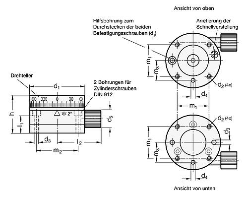 Ganter 900.6-55 DREHVERSTELLER KOMPLETT - GN 900-6 Drehversteller - Edelstahl mit Aluminium Drehknopf-Skizze