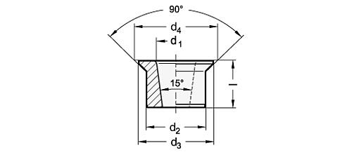 Ganter 172.1-10-15 Positionierbuchsen mit Bund, mit konischer Bohrung - GN 172-1 Positionierbuchsen mit Bund - mit konischer Bohrung-Skizze