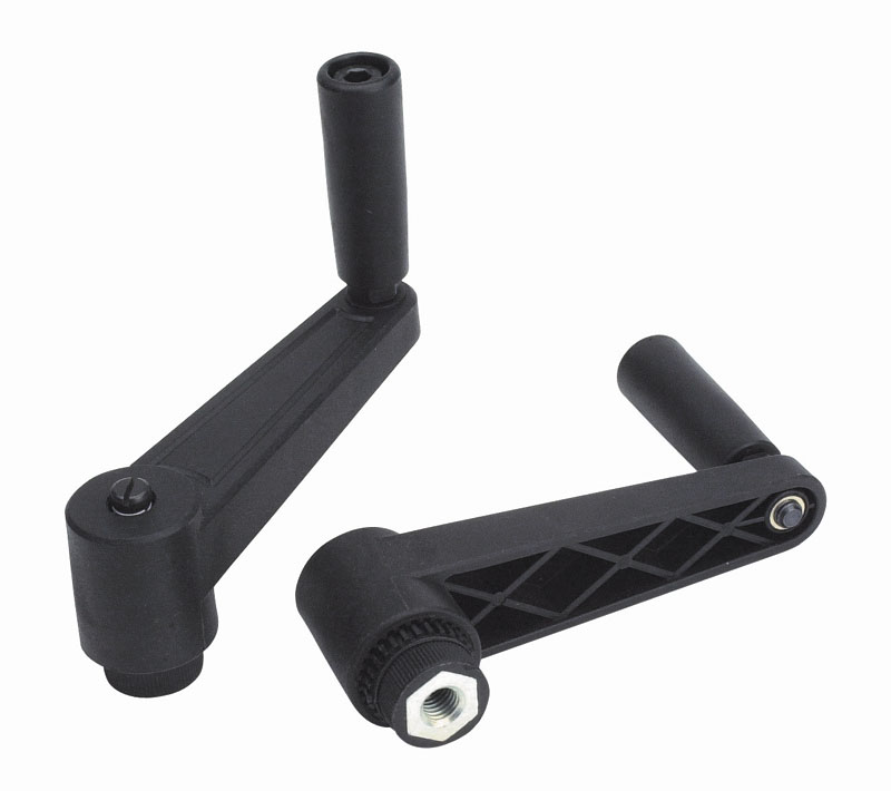 Leschhorn E518 Handkurbeln  L 86; R 65; Gewinde d1 M08; Kunststoff PA, schwarz, Gewindebuchse Messing - LE E518 Handkurbeln - Kunststoff-EcoLine-Abbildung