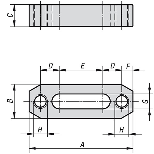 Kipp K0836.08063 VERSCHIEBBARE SPANNEISEN DOPPELS. A=63, H=M8, - KIPP K0836 Verschiebbare Spanneisen doppelseitig